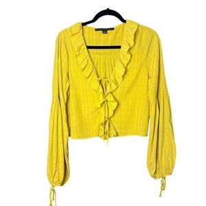 Women’s HYFVE Size Large Cropped Yellow Long Sleeve Top